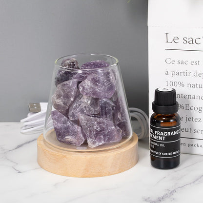 Raw Gemstone Essential Oil Diffuser with Ambient Light