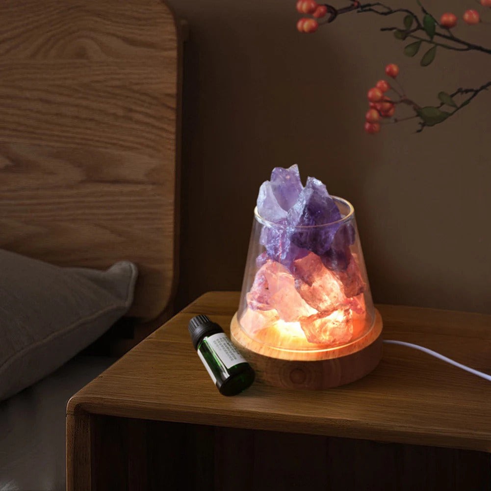 Raw Gemstone Essential Oil Diffuser with Ambient Light