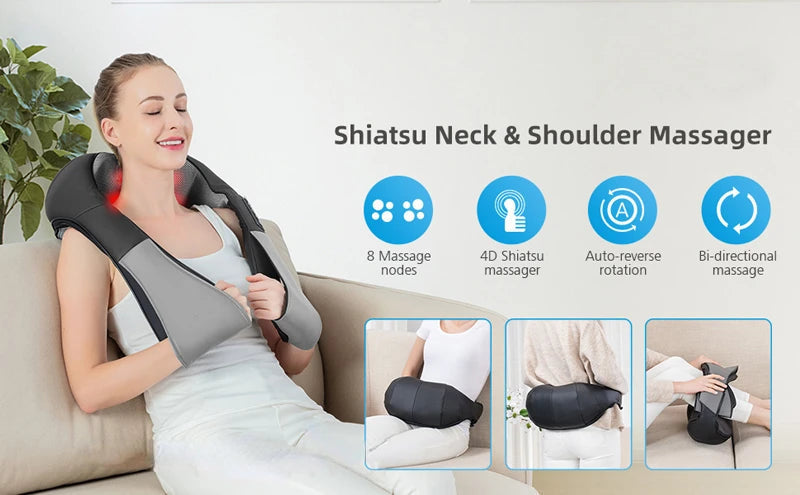 Back, Shoulder & Neck Electric Massager Cushion
