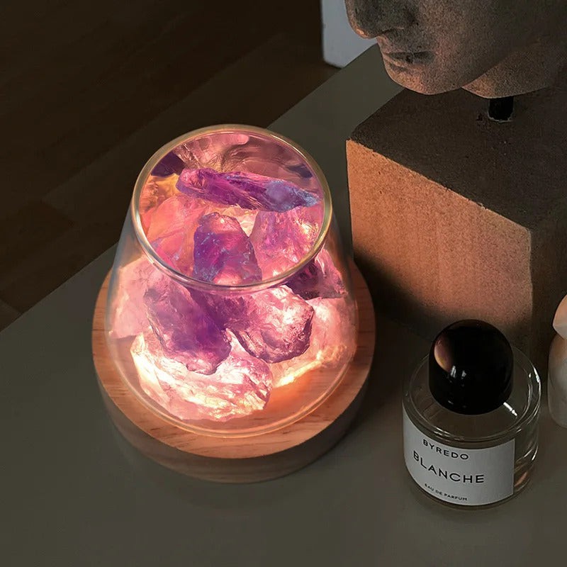 Raw Gemstone Essential Oil Diffuser with Ambient Light
