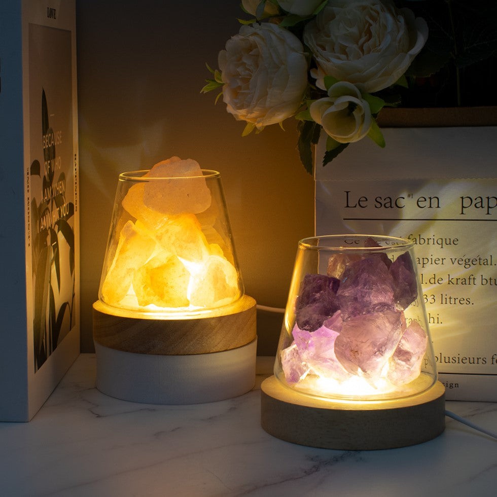 Raw Gemstone Essential Oil Diffuser with Ambient Light