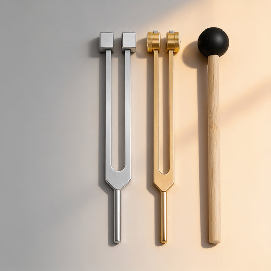 Grounding Pair: 2 weighted tuning forks and mallet