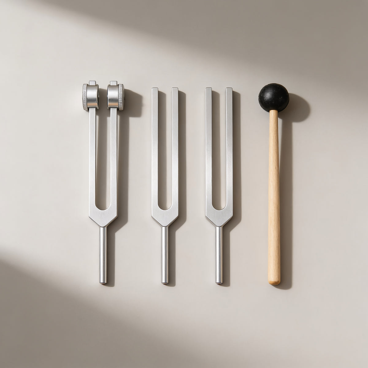 Wind-Down Trio: 3 tuning forks and mallet